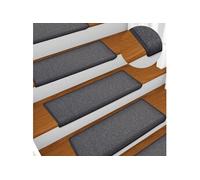 vidaXL Tapis d'Escalier 15 pcs, Protection d'Escalier Antidérapante, Moquette de Marches Insonorisante, Décoration Intérieur, 65x21x4 cm Gris Foncé
