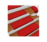 Tapis d'Escalier 15 pcs, Protection d'Escalier Antidérapante, Moquette de Marches Insonorisante, Décoration Intérieur, 65x21x4 cm Rouge