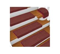 Tapis d escalier 15 pcs 65x21x4 cm Rouge mat