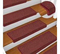 Tapis d escalier 15 pcs 65x21x4 cm Rouge mat Rouge G