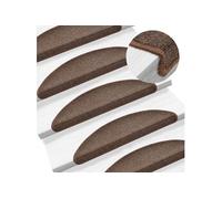 vidaXL Tapis d'escalier 15 pièces 56 x 17 x 3 cm Marron café Demi-Rond