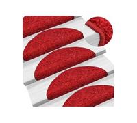 vidaXL Tapis d'escalier demi-rond 15 pièces 65 x 21 x 4 cm Rouge Grand