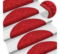 vidaXL Tapis d'escalier demi-rond 15 pièces 65 x 21 x 4 cm Rouge Grand