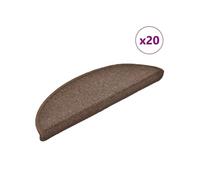 vidaXL Tapis d'escalier 20 pièces 56 x 17 x 3 cm Marron café Demi-rond