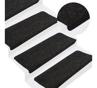 Tapis d'Escalier Autocollants Moquettes 15 pcs 65x22,5x3,5 cm Gris vidaXL