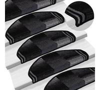 Tapis d escalier autoadhésifs 5 pcs 65x21x4 cm Noir et gris