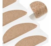 vidaXL Tapis d'escalier autocollants 15 pcs 56x17x3 cm Beige 136388