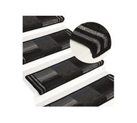 Tapis d escalier autocollants 15 pcs 65x21x4 cm Noir et gris