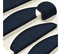 Tapis d escalier autocollants 15 pcs Bleu 56x17x3 cm Aiguilleté