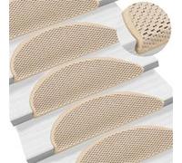 vidaXL Tapis d'escalier autocollants 15 pièces 56 x 17 x 3 cm Crème