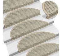 vidaXL Tapis d'escalier autocollants Aspect sisal 15 pièces Vert clair 56x17x3 cm