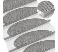 vidaXL Tapis d'escalier autocollants aspect sisal 15 pièces 65x25 cm Argenté