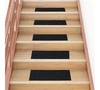 vidaXL Tapis d'escalier autocollants Rectangulaire 15 pièces 60 x 25 cm Noir