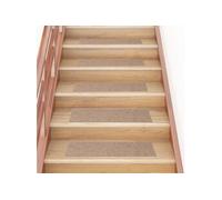 vidaXL Tapis d'escalier autocollants 326924 15 pièces 76 x 20 cm Marron clair Rectangulaire