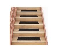 Tapis d escalier autocollants Rectangulaire 15 pcs 76x20 cm Brun G