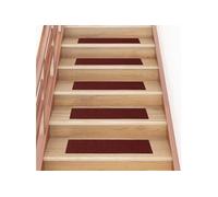 vidaXL Tapis d'escalier autocollants 15 pièces 76 x 20 cm Rouge bordeaux rectangulaire