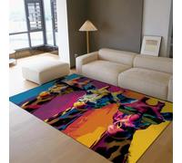 Tapis d’Espace 140x180cm Rugs antidérapant Lavable Pop Art Girafe Motif de Lunettes de Soleil Tapis intérieur pour Salon Chambre Salle à Manger Rugs d’Animaux colorés Zone Fine