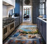 Tapis d’Espace 160x220cm Rugs Vintage de soirée de mer Poils Bas Roses Harbor View Moquette intérieure pour Salon Chambre Cuisine Tapis lavables