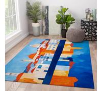 Tapis d’Espace élégant et élégant à Poil Bas Tapis lavables Immeubles à Venise Reflets d’Eau Moquette pour Salon, Chambre Salon sous la Table 100x150cm