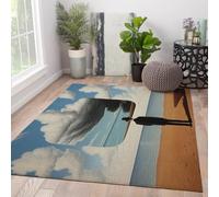 Tapis d’Espace pour entrée 60x90 Tapis surréalistes lavables Art Ocean Coast antidérapants Doux Sol intérieurs résistants Taches pour entrée Cuisine buanderie Chevet Bleu Brun