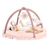Tapis d’éveil Bébé Rembourré et Réversible - 120x90x73 cm - Tapis de Jeu bébé Matelassé Confortable avec Jouets Sensoriels Inclus (Rose)