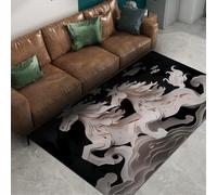 Tapis d’intérieur 180x240cm Papier découpé Chinois Art Abstrait Cheval Blanc Impression Tapis à Poils Ras pour Vivre Chambre d’Enfant Studio bibliothèque Facile à Nettoyer