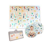 Tapis d'Ã©veil pliable 2 en 1 Family Nation Montessori Dino Friends Blanc 180x150x1 cm