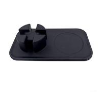 Tapis d'accessoires pour machine à expresso ES601 ES701 - Station de tamping en silicone avec base anti-rayures et fente pour anneau de dosage - Étanche noir 16 x 8,7 cm