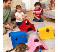 Tapis d'activité pour chat - Tapis tunnel 4 en 1 pour animal domestique | Tapis d'exercice interactif pour chaton | Pour intérieur ou extérieur, chambre à coucher, exercice, voyage, salon