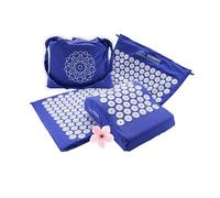 Tapis d'acupression avec coussin - Idéal pour les débutants (la mousse à mémoire de forme s'adapte à la morphologie) - Relaxation pure - Housse 100% coton - Tapis de pression sans fil bleu