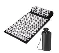 Tapis d'acupression Ensemble d'acupression Tapis d'acupression avec oreiller Ensemble d'acupression Relaxation apaisante et massage Soulagement des maux de dos Douleurs à la tête et au cou(Black)