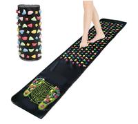 Tapis d'acupuncture de massage des pieds, antidérapant, pliable, acupression avec tableau d'acupuncture plantaire, réflexologie robuste pour réduire la douleur des pieds, neuropathie, 175 x 35 cm