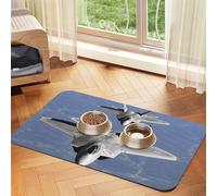 Tapis d'alimentation à motif avion de l'armée américaine avec dessus en polyuréthane absorbant l'eau et base en caoutchouc - Tapis de nourriture antidérapant pour chiens, chats et animaux de compagnie