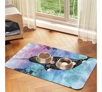 Tapis d'alimentation à motif baleine avec dessus en polyuréthane absorbant l'eau et base en caoutchouc - Tapis antidérapant pour chien, chat, animal de compagnie, 30 x 45 cm