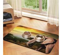 Tapis d'alimentation à motif éléphant marchant avec dessus en polyuréthane absorbant l'eau et base en caoutchouc - Tapis de nourriture antidérapant pour chiens, chats et animaux de compagnie, 30 x 45