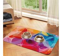 Tapis d'alimentation à motif floral style aquarelle avec dessus en polyuréthane absorbant l'eau et base en caoutchouc - Tapis antidérapant pour chien, chat, animal de compagnie, 30 x 45 cm
