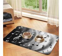 Tapis d'alimentation à motif notes de musique avec dessus en polyuréthane absorbant l'eau et base en caoutchouc - Tapis antidérapant pour chien et chat 40 x 60 cm