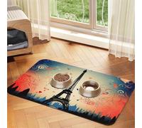 Tapis d'alimentation absorbant à séchage rapide pour chien - Joli tapis antidérapant en caoutchouc - Motif Paris - Gamelle d'eau pour chat - 40 x 60 cm