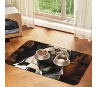 Tapis d'alimentation absorbant à séchage rapide pour chien - Joli tapis d'alimentation en caoutchouc antidérapant pour animaux de compagnie avec ballon de football, chat - 40 x 60 cm