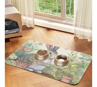 Tapis d'alimentation absorbant à séchage rapide pour chien mignon en caoutchouc antidérapant pour gamelle d'eau de jardin, lapin, chat, set de table pour nourriture et eau, 40 x 60 cm
