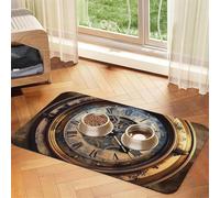 Tapis d'alimentation absorbant à séchage rapide pour chien mignon en caoutchouc antidérapant Steampunk Horloge Chat Bol à eau Set de table pour nourriture et eau 40 x 60 cm
