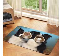 Tapis d'alimentation absorbant à séchage rapide pour chien mignon en caoutchouc antidérapant Tapis d'alimentation pour animal domestique Border Collie Chat Gamelle Tapis de table pour nourriture et