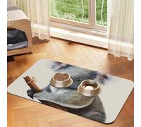 Tapis d'alimentation absorbant à séchage rapide pour chien - Tapis mignon en caoutchouc antidérapant - Tapis d'alimentation pour koala et papillon - Tapis de bol d'eau pour animal domestique - 40 x 60