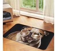 Tapis d'alimentation absorbant en cuir synthétique pour chien et chat avec motif bulldog anglais - Protège les sols - Dos en caoutchouc antidérapant - Facile à nettoyer - 40 x 60 cm