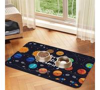 Tapis d'alimentation absorbant et antidérapant en cuir synthétique pour chiens et chats avec fond en caoutchouc Motif planète mignonne