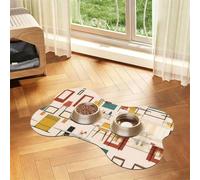 Tapis d'alimentation absorbant moderne en forme d'os du milieu du siècle | 40,6 x 61 cm Set de table imperméable en cuir PU avec dos en caoutchouc antidérapant Séchage rapide Anti-déversement pour