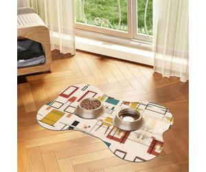 Tapis d'alimentation absorbant moderne en forme d'os du milieu du siècle | 40,6 x 61 cm Set de table imperméable en cuir PU avec dos en caoutchouc antidérapant Séchage rapide Anti-déversement pour