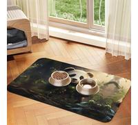 Tapis d'alimentation absorbant pour animal domestique - 40 x 60 cm - Motif panda mignon - Séchage rapide - En cuir - Pour chien et chat