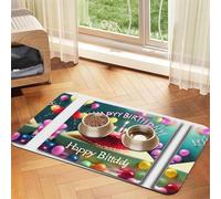 Tapis d'alimentation absorbant pour animal domestique avec inscription « Happy Birthday » de 40 x 60 cm - Séchage rapide - En cuir - Pour chien et chat