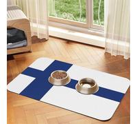 Tapis d'alimentation absorbant pour animal domestique avec motif drapeau finlandais 40 x 60 cm - Séchage rapide - En cuir - Pour chien et chat